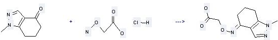 Acetic acid, (aminooxy)-, hydrochloride and 1-Methyl-1,5,6,7-tetrahydro-4H-indazol-4-one can be used to produce (1-Methyl-1,5,6,7-tetrahydro-indazol-4-ylideneaminooxy)-acetic acid  